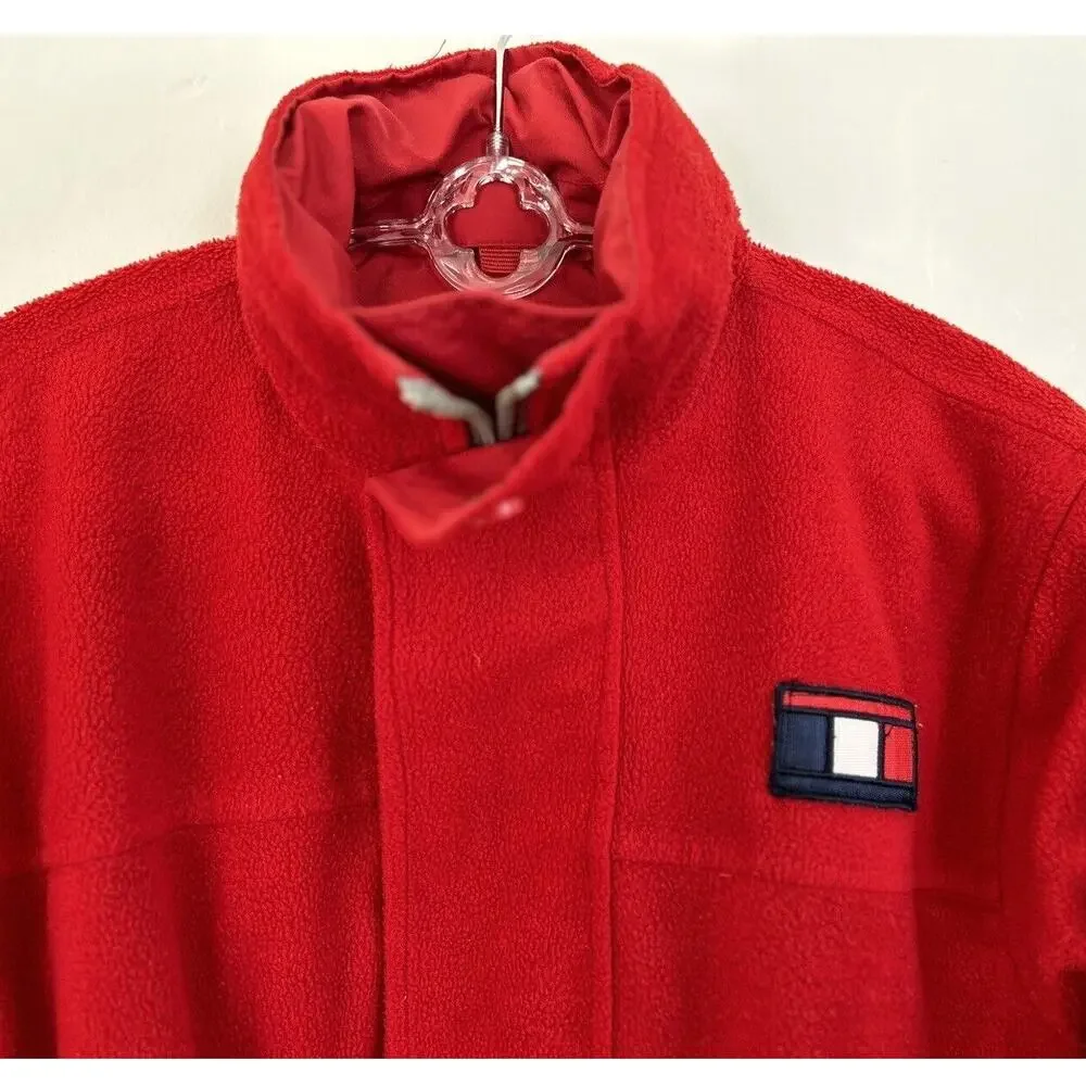 Vtg 90s Tommy Hilfiger Reversible Jacket Kids Boys Size 5 Colorblock Red Gray